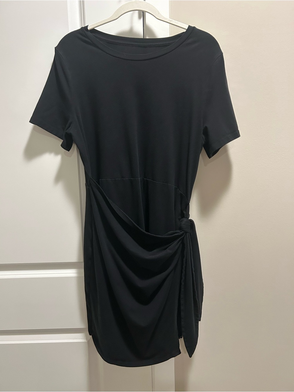 A New Day Black Short-Sleeve Tie-Front Mini Dress